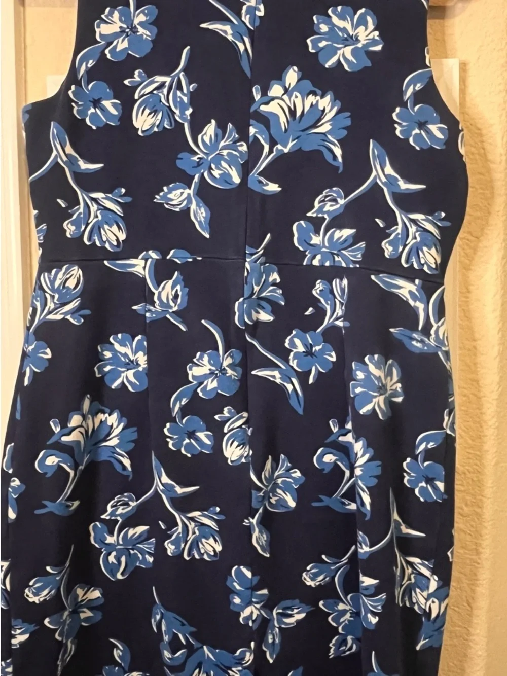Lands' End Navy Dress with White and Light Blue Floral Trim Size 10 - Picture 4 of 5